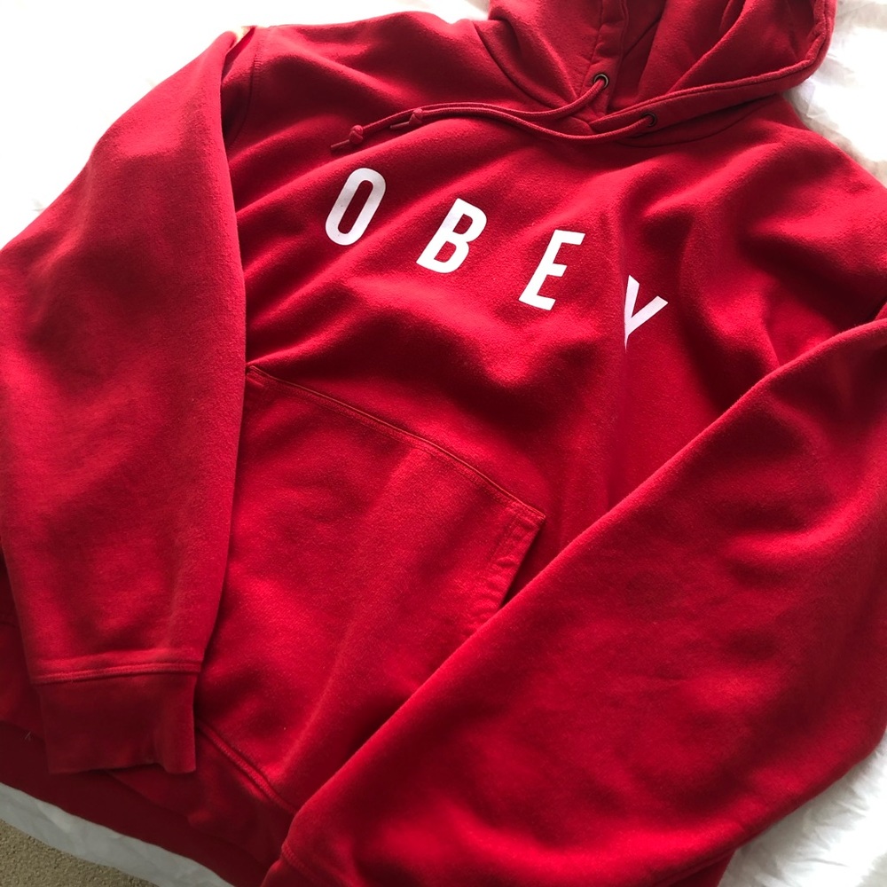 red obey hoodie